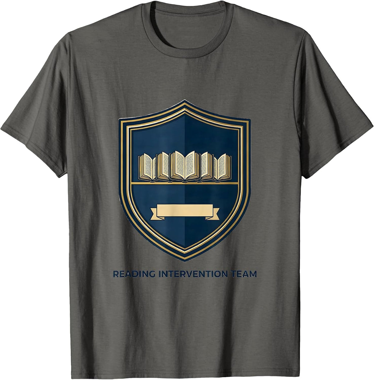 Men's Reading Intervention Team Literacy Teacher Squad Emblem T-Shirt - Asphalt Grey