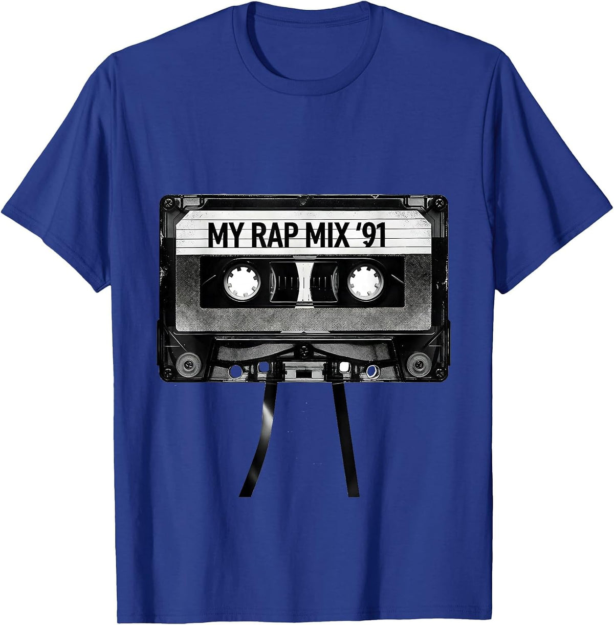 Men's My Rap Mix '91 Retro Cassette Hip Hop Nostalgia Mixtape T-Shirt - Royal Blue