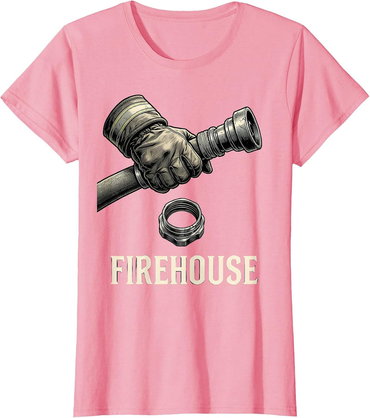 Women's FIREHOUSE Monochromatic Firefighter Pride Crew Memorial T-Shirt - Pink