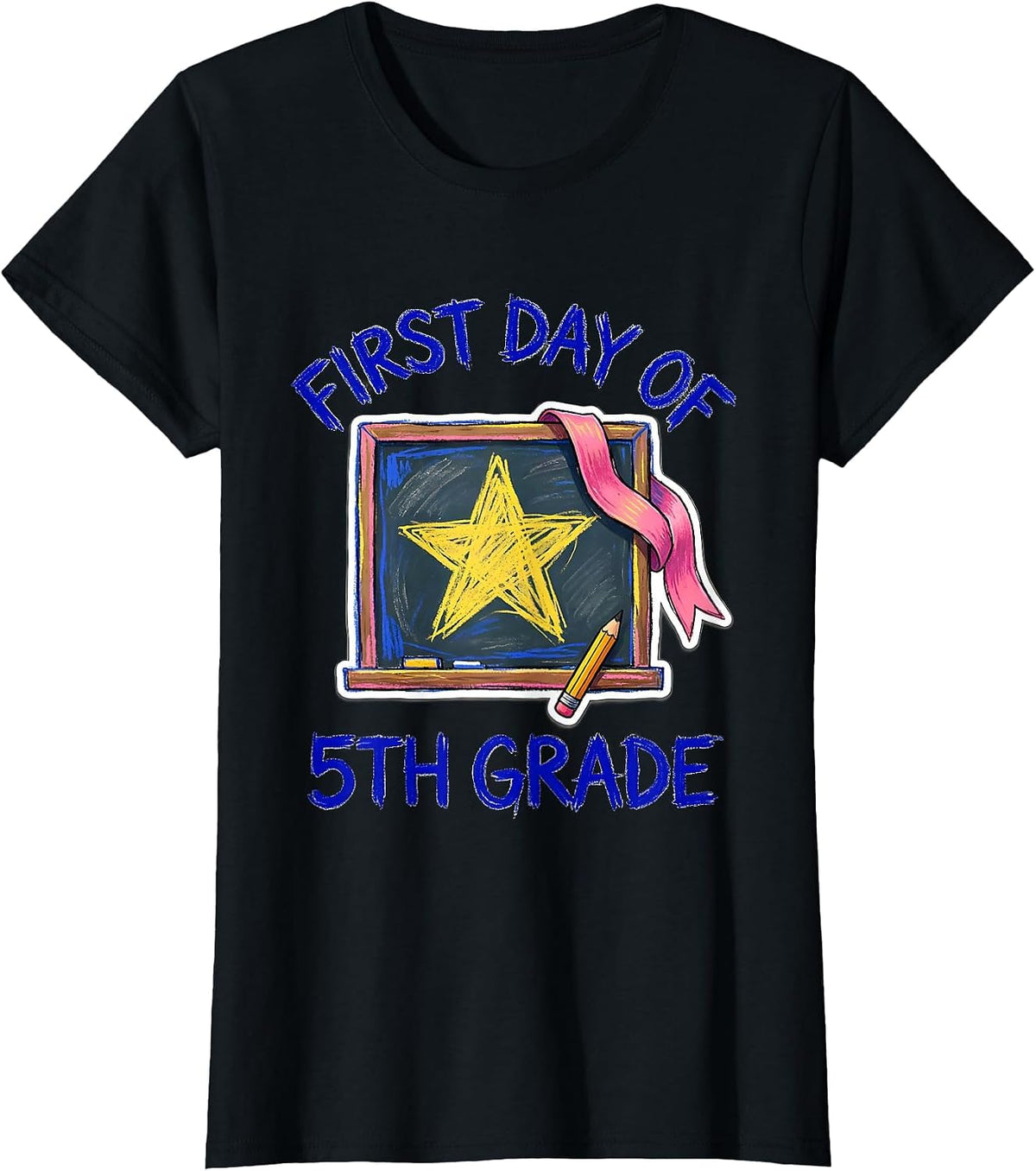 First Day Of 5th Grade Coquette Back To School Girls Kids T-Shirt - Black