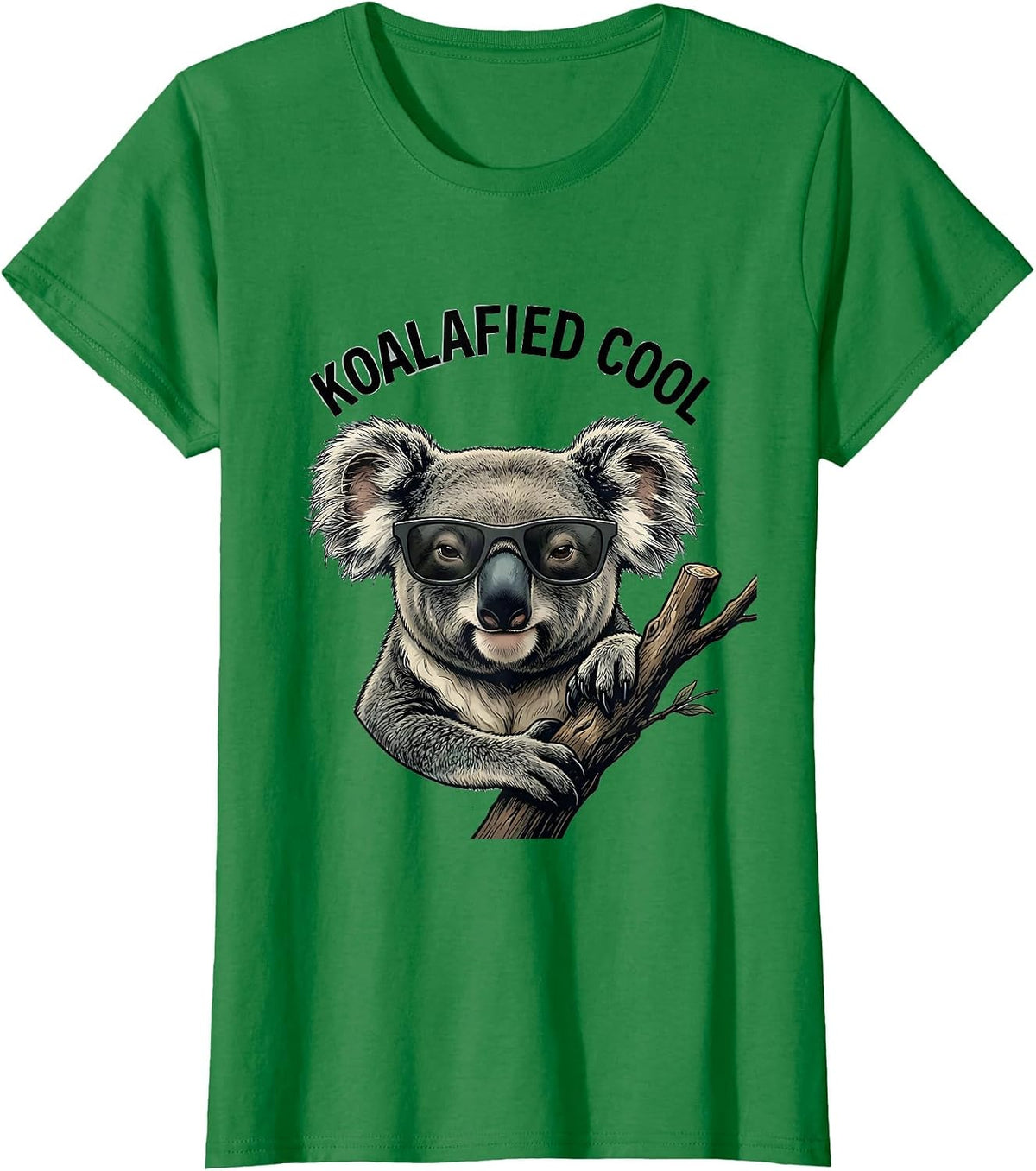 Women's Koalafied Cool Funny Animal Lover Sunglasses Wildlife T-Shirt - Kelly Green