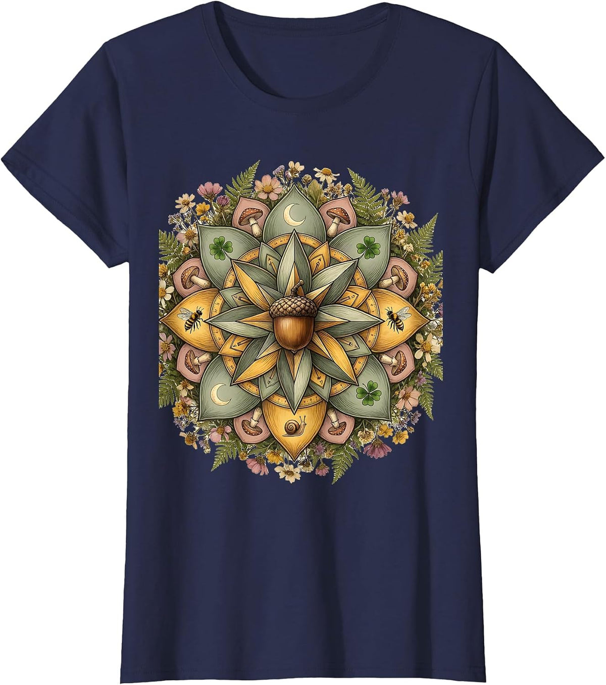 Women's 4th Grade Teacher Geometric Mandala Design T-Shirt - Navy Blue