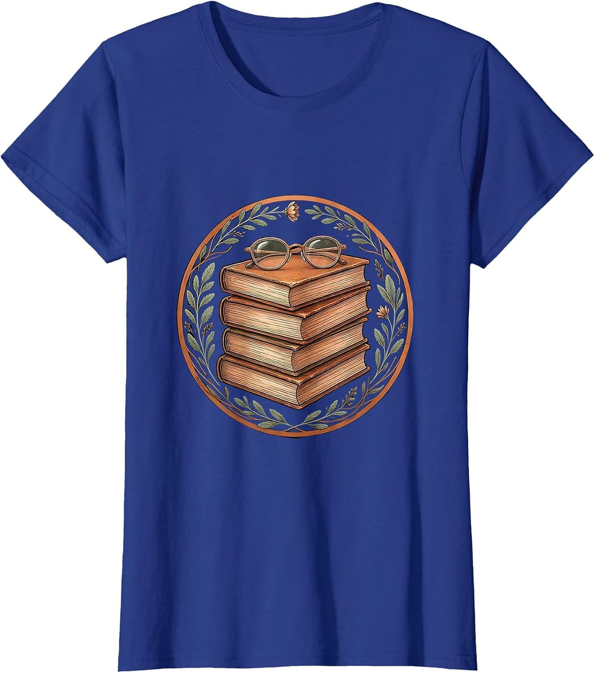 Women's English Teacher Classic Novels Reading Glasses Graphic T-Shirt - Royal Blue