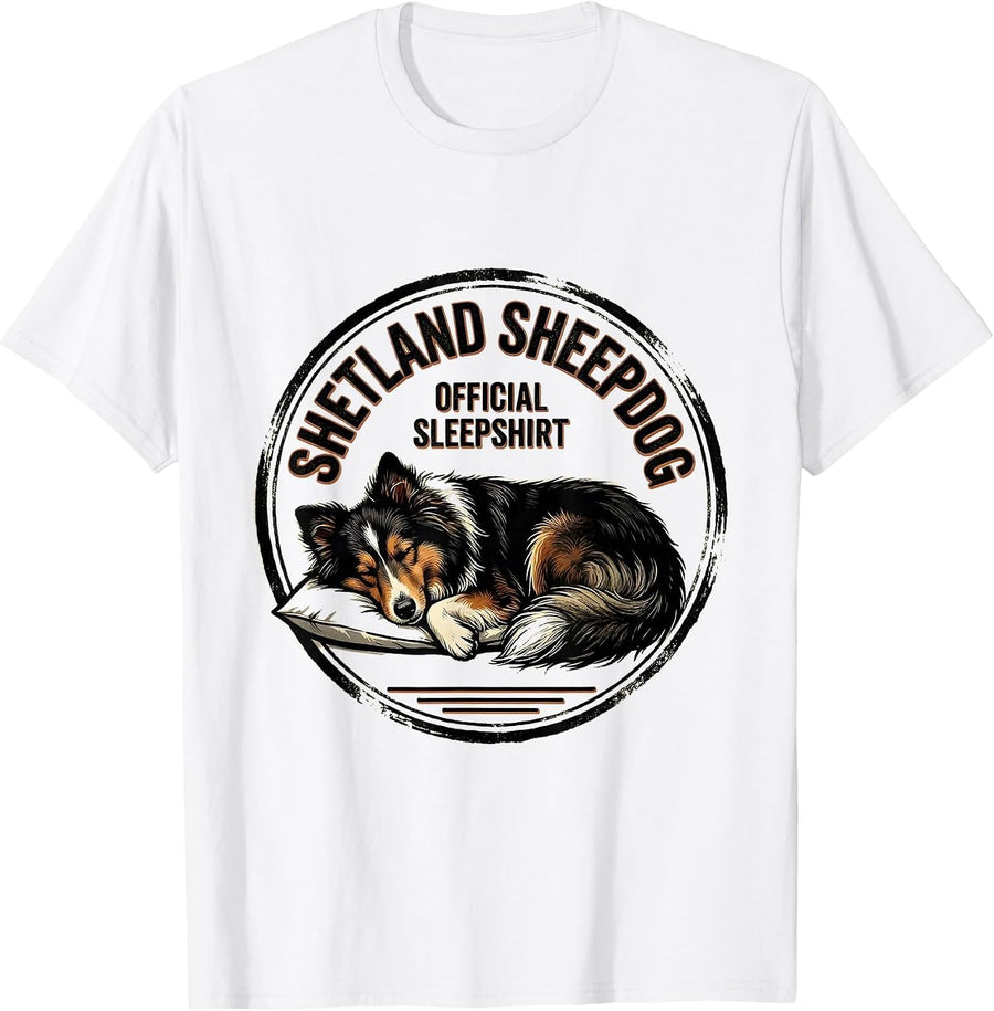 Men's Shetland Sheepdog Official Sleepshirt Dog Lover Pajamas T-Shirt - White