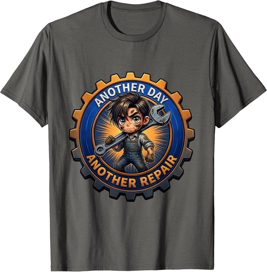 Another Day Another Repair Mechanic Design T-Shirt - Asphalt Grey