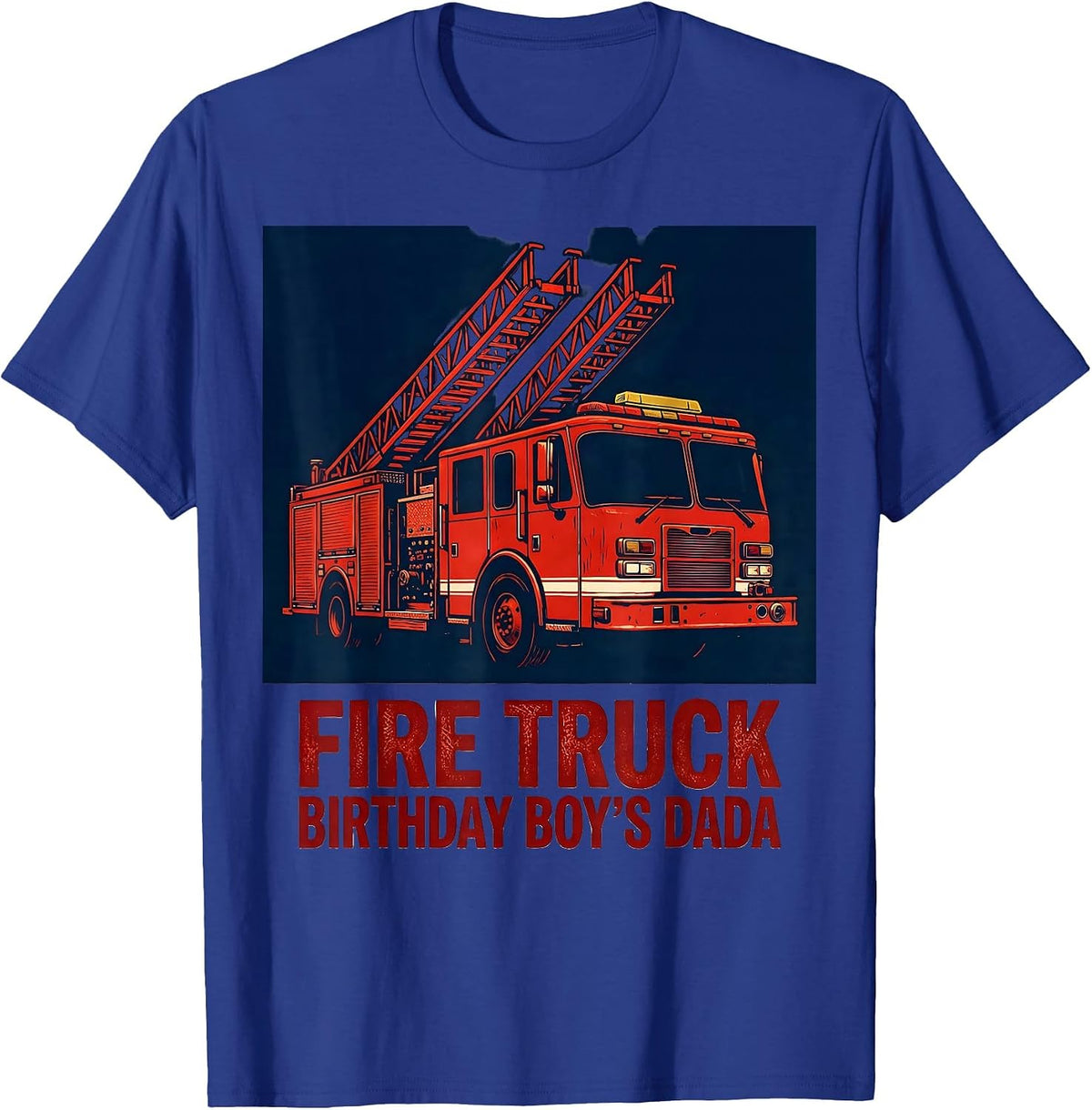Fire Truck Birthday Boy's Dada Fire Truck Daddy Firefighter T-Shirt - Royal Blue