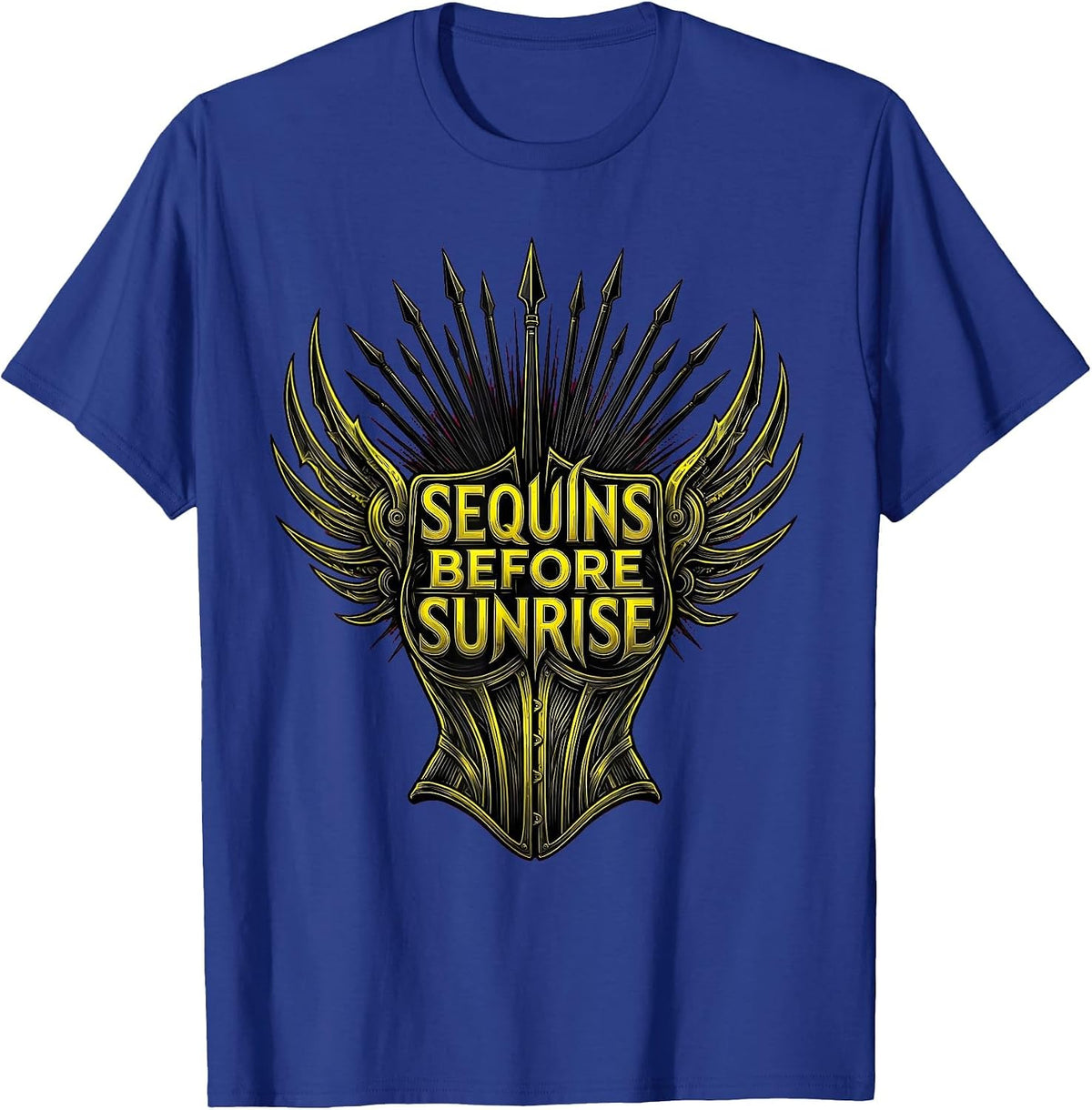 Sequins Before Sunrise Showgirl Design T-Shirt - Royal Blue