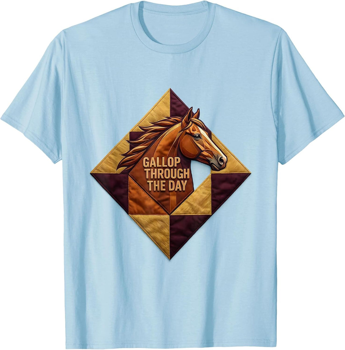 Men's Gallop Through the Day Horse Lover Design T-Shirt - Baby Blue