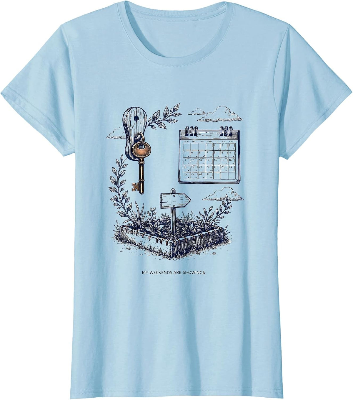Women's My Weekends Are Showings Funny Realtor Real Estate Agent T-Shirt - Baby Blue