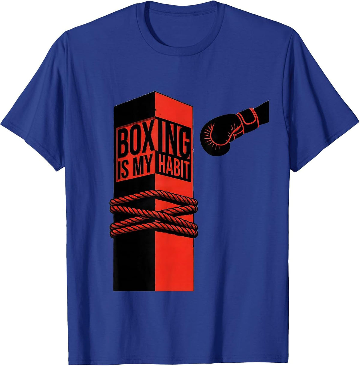 Men's Boxing Is My Habit Minimalist Boxing Fan Trainer Gift T-Shirt - Royal Blue