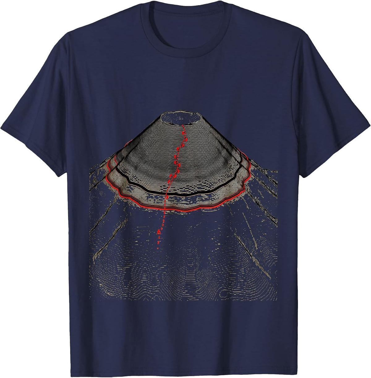 Men's Topographic Peak Contour Map Geography Fun T-Shirt - Navy Blue