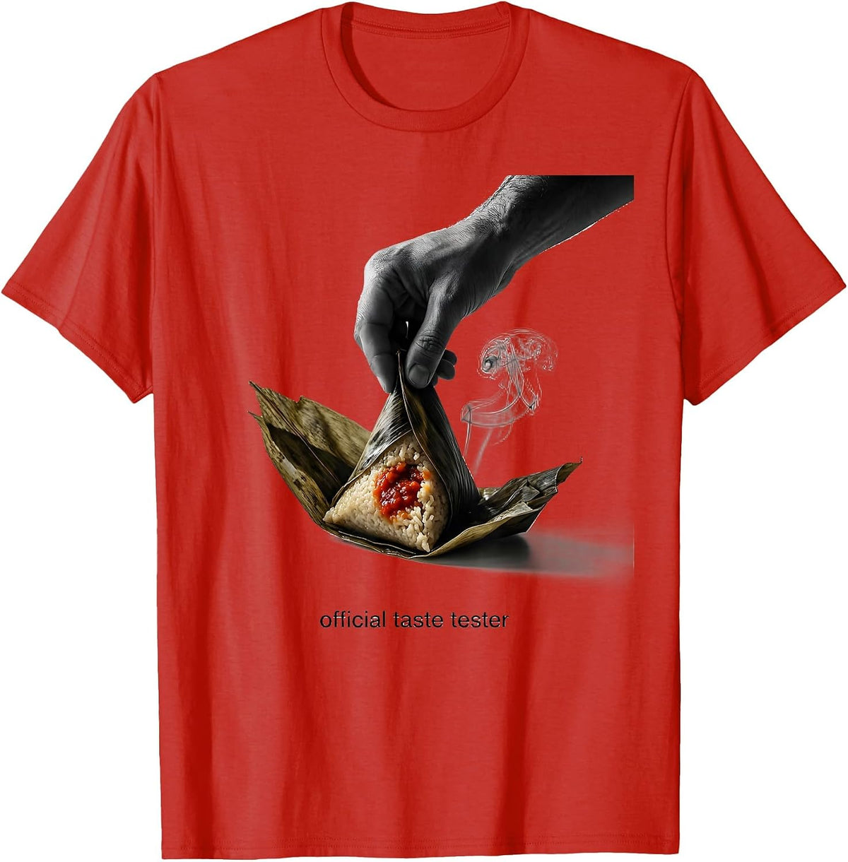 Men's Official Taste Tester Funny Mexican Christmas Tamale Crew T-Shirt - Red