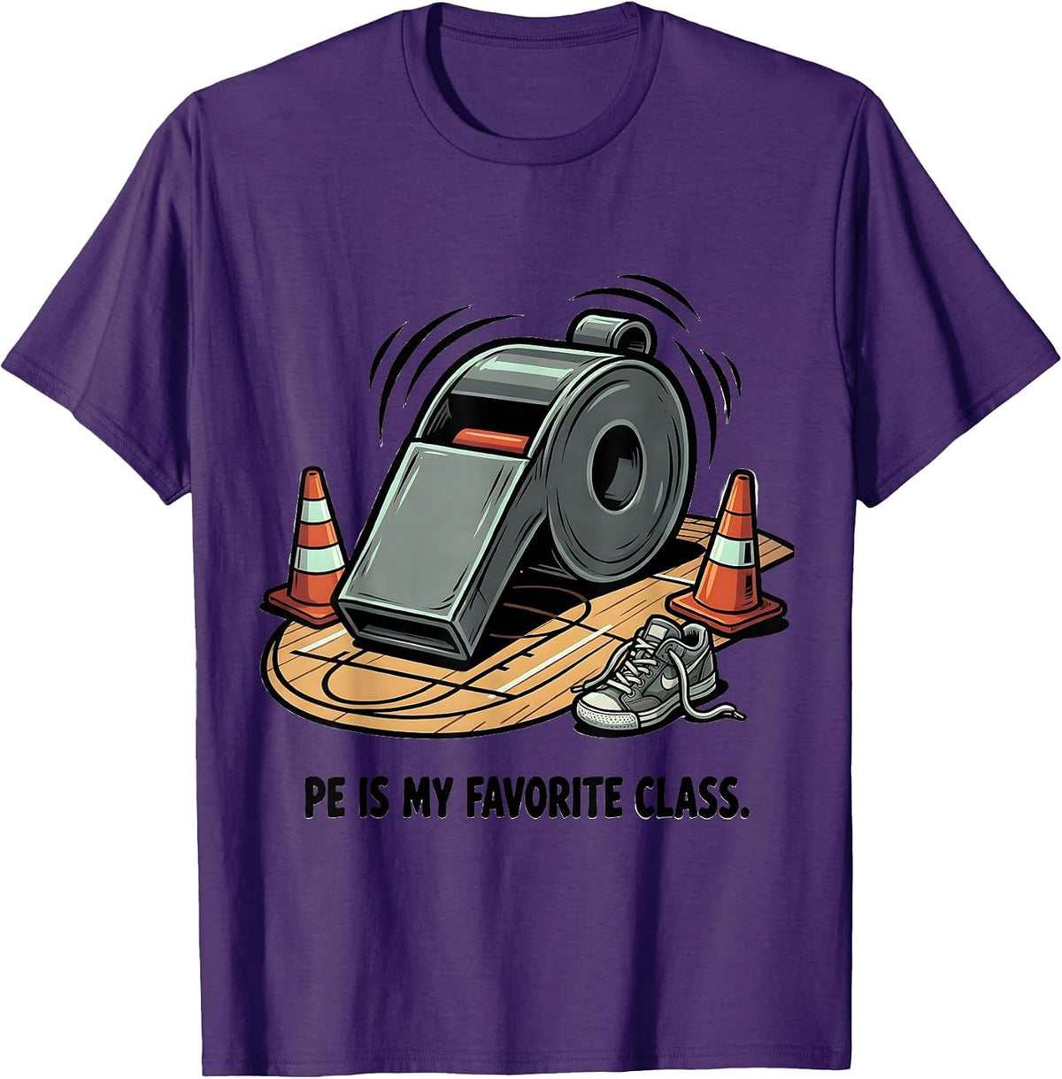 Men's PE Is My Favorite Class Funny PE Teacher Gym Coach Back T-Shirt - Purple