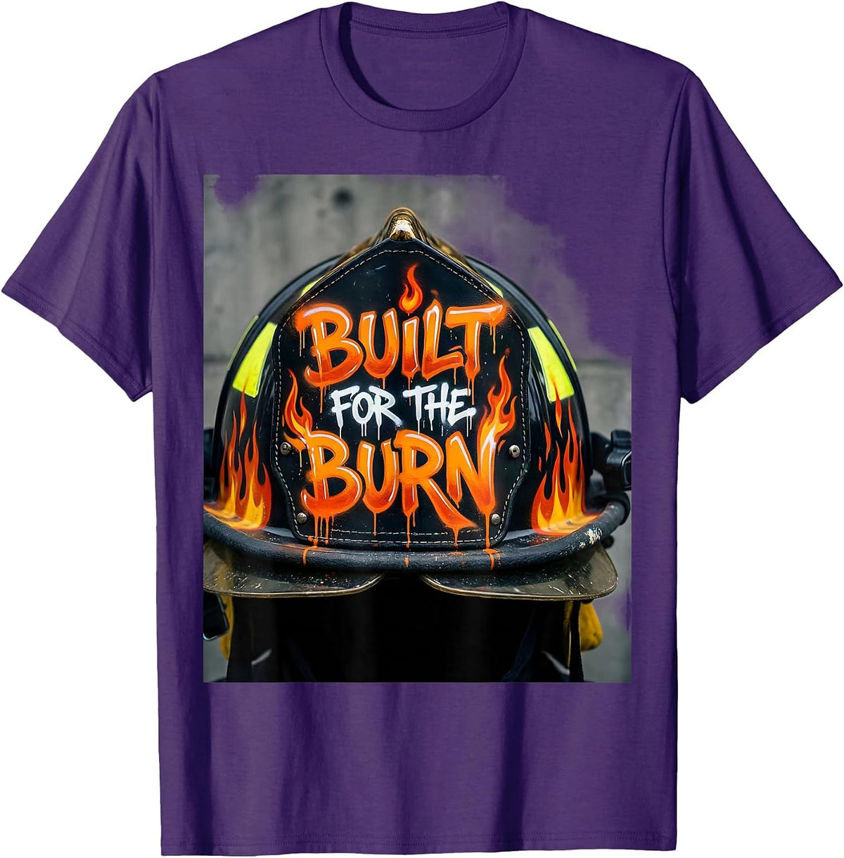 Men's Built for the Burn Firefighter Graphic Design T-Shirt - Purple