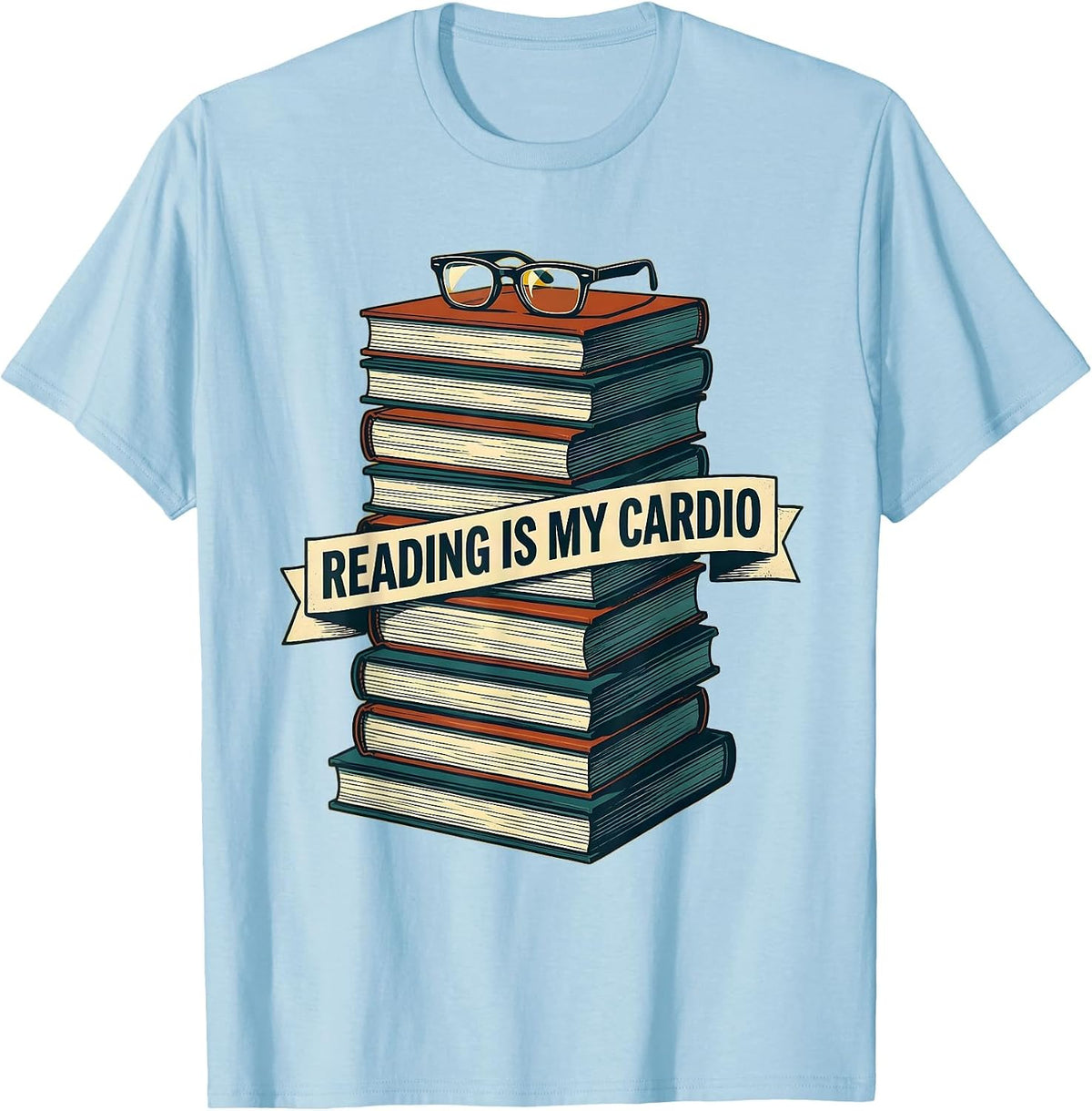 Men's Reading Is My Cardio English Teacher Design T-Shirt - Baby Blue