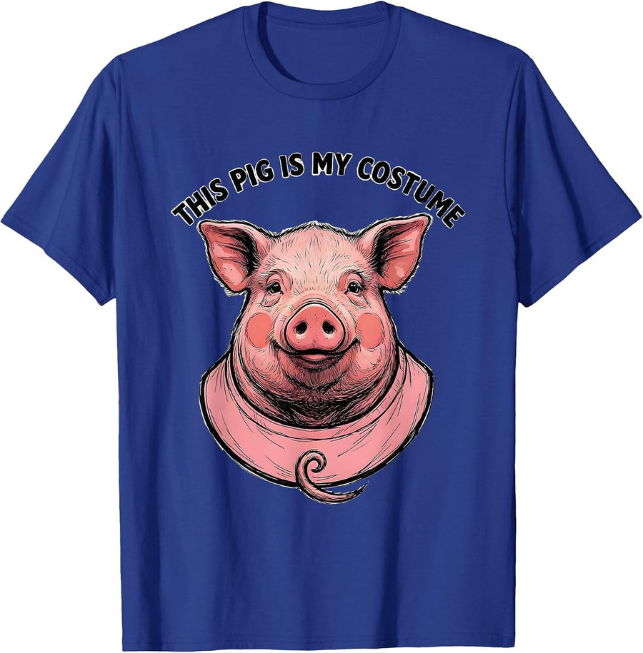 This Pig Is My Costume Funny Pig Lover Halloween Costume T-Shirt - Royal Blue