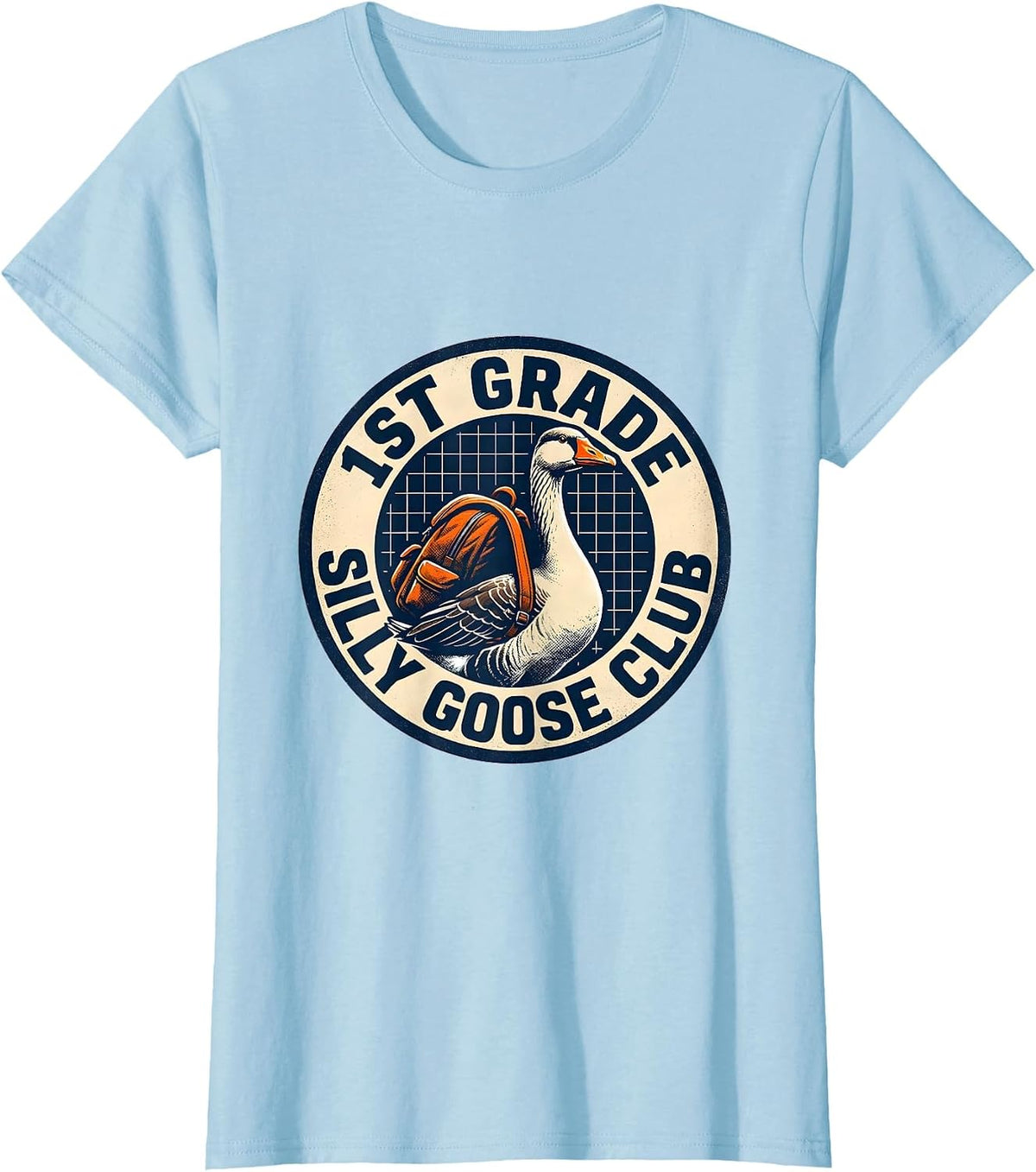 Women's 1st Grade Silly Goose Club Funny Teacher Back To School T-Shirt - Baby Blue