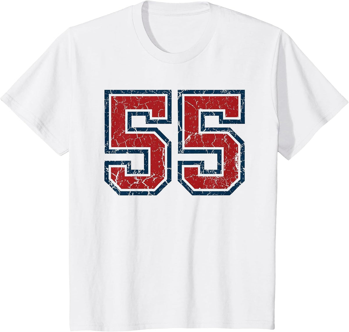 Red and Blue Sports Number 55 Jersey Uniform Player Fan T-Shirt - White