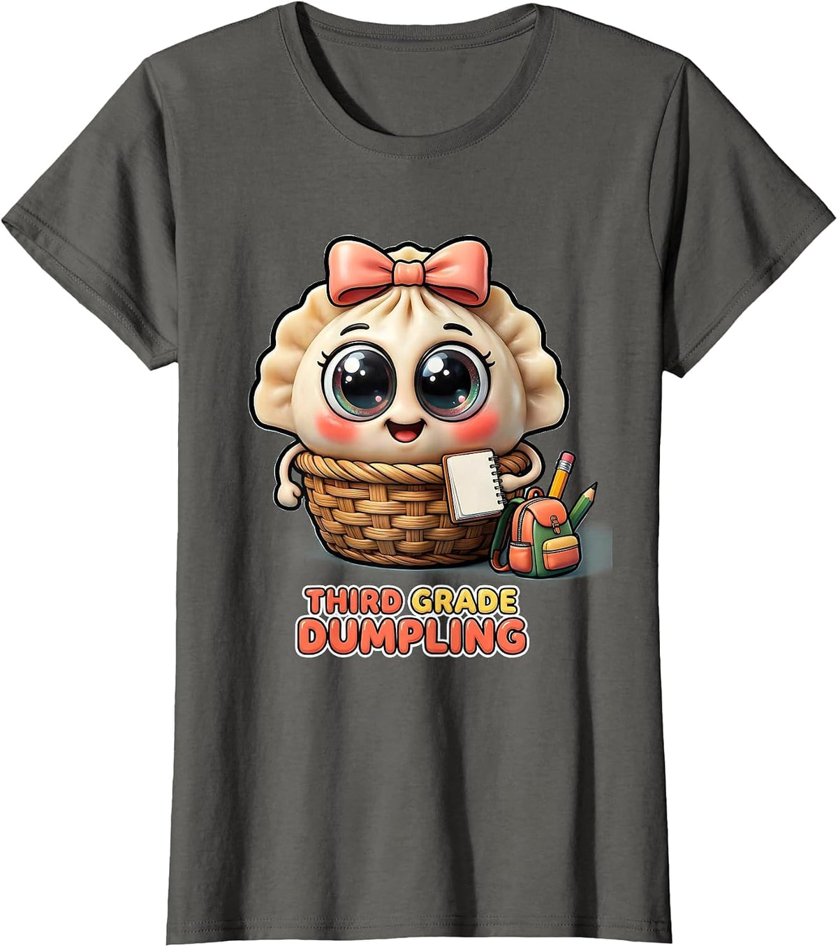 Women's Third Grade Dumpling Cute Kawaii First Day of School Girl T-Shirt - Asphalt Grey