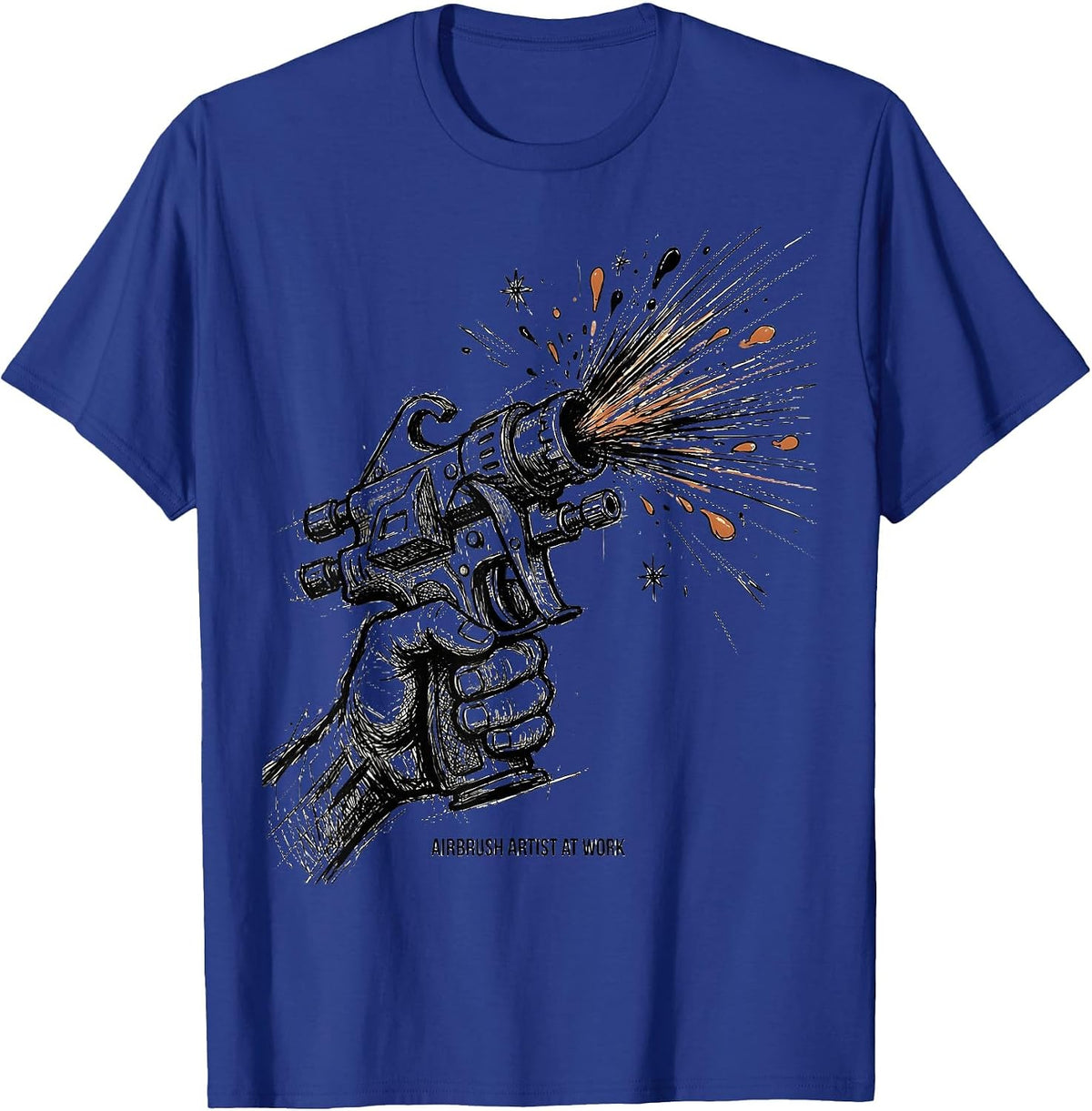 Airbrush Artist At Work Creative Design T-Shirt - Royal Blue