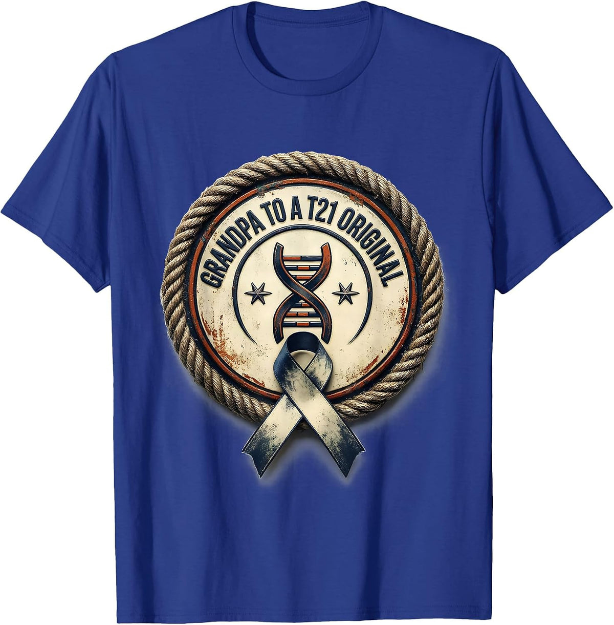 Grandpa To A T21 Original Vintage Down Syndrome Awareness T-Shirt - Royal Blue