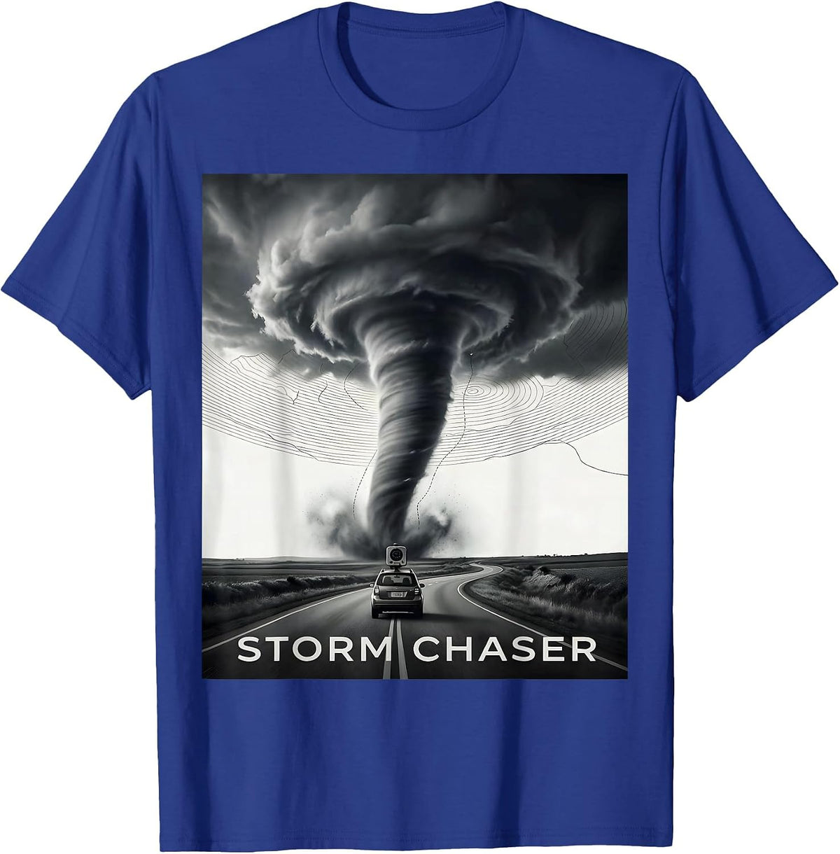 Storm Chaser Monochromatic Tornado Meteorology Enthusiast T-Shirt - Royal Blue