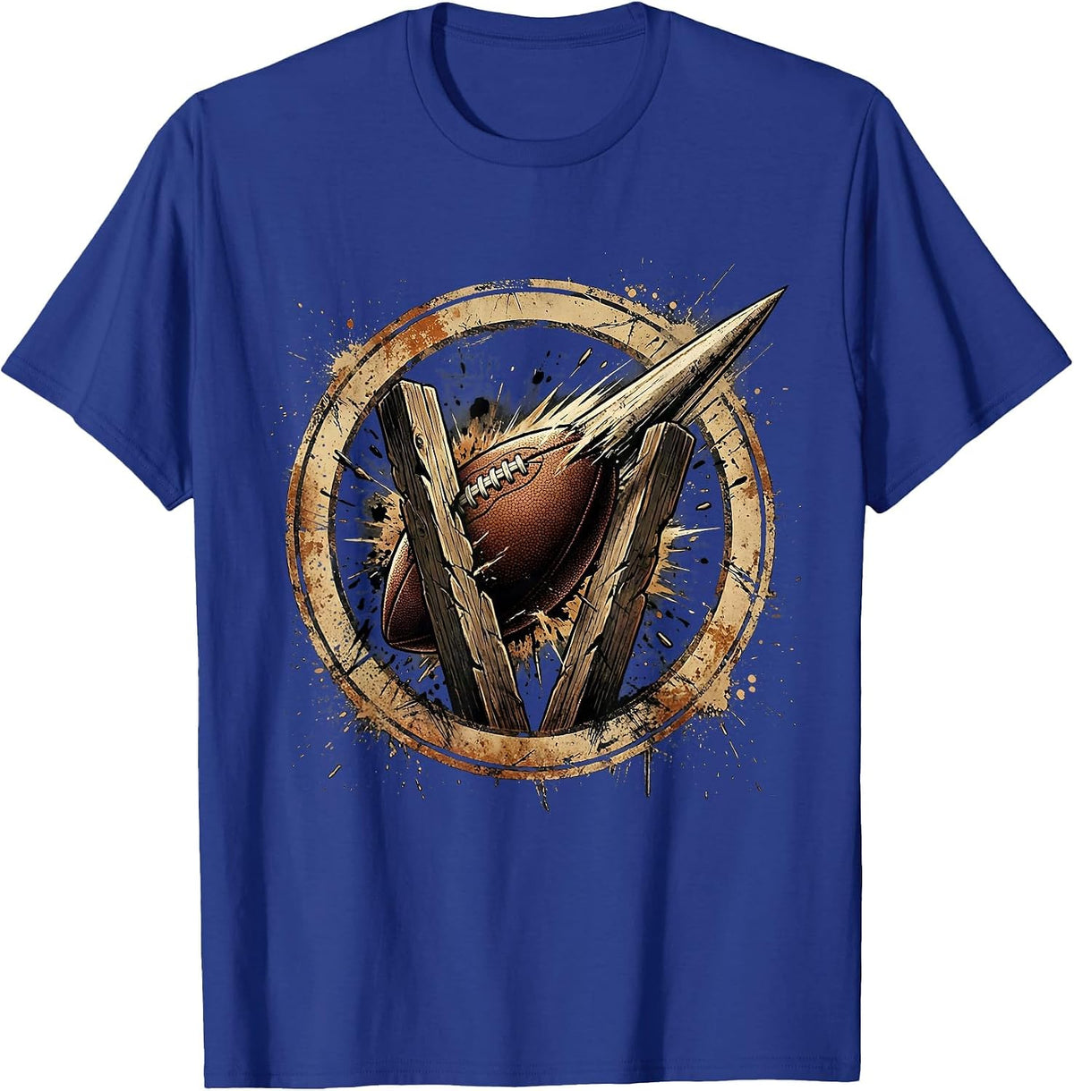 Men's Rugby Ball Through the Posts Graphic T-Shirt - Royal Blue