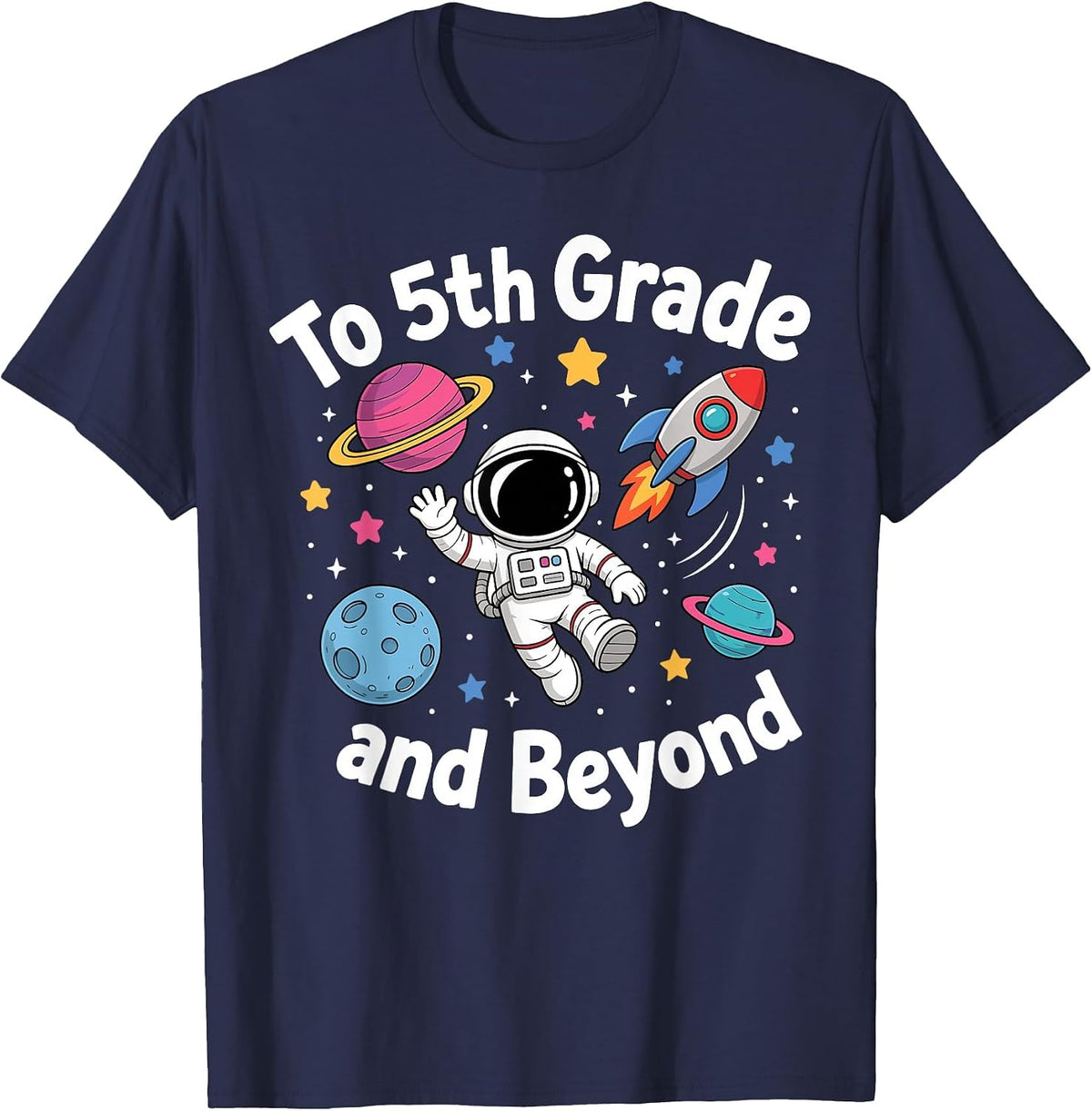 Fifth Grade Student Teacher Astronaut Space Back to School T-Shirt - Navy Blue