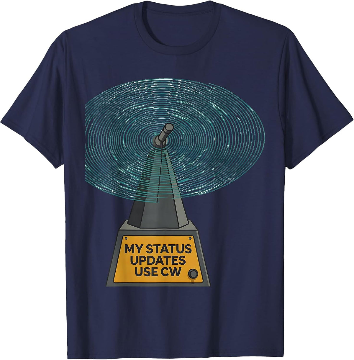Men's My Status Updates Use CW Funny Ham Radio Operator Humor T-Shirt - Navy Blue