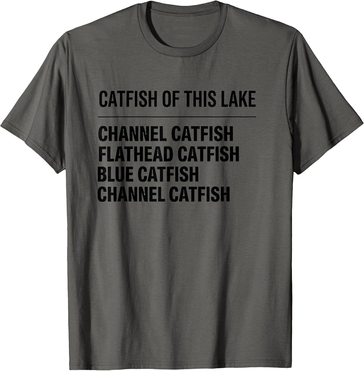 Men's Catfish of This Lake Minimalist Fishing Species Chart T-Shirt - Asphalt Grey
