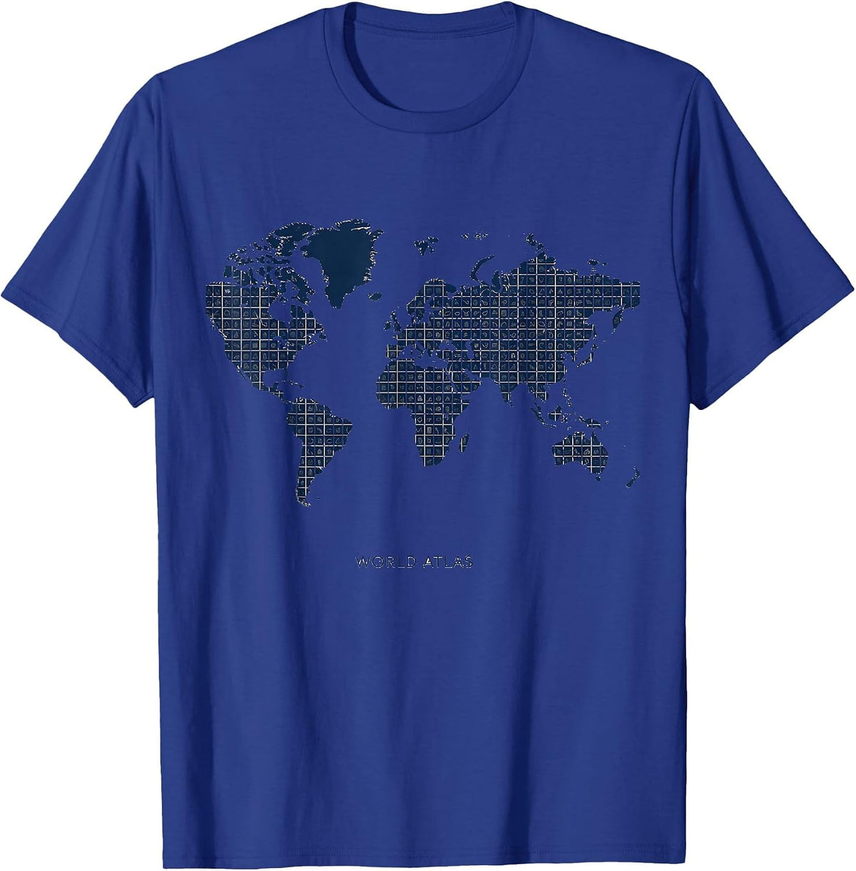 World Atlas Compact Country Flag Design T-Shirt - Royal Blue
