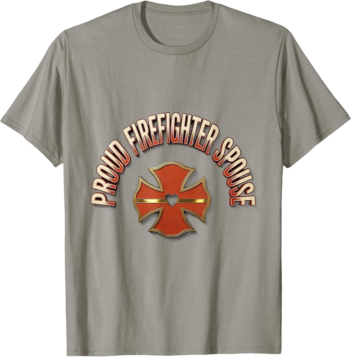 Men's Proud Firefighter Spouse Heartfelt Family Pride Thin Red T-Shirt - Slate Grey