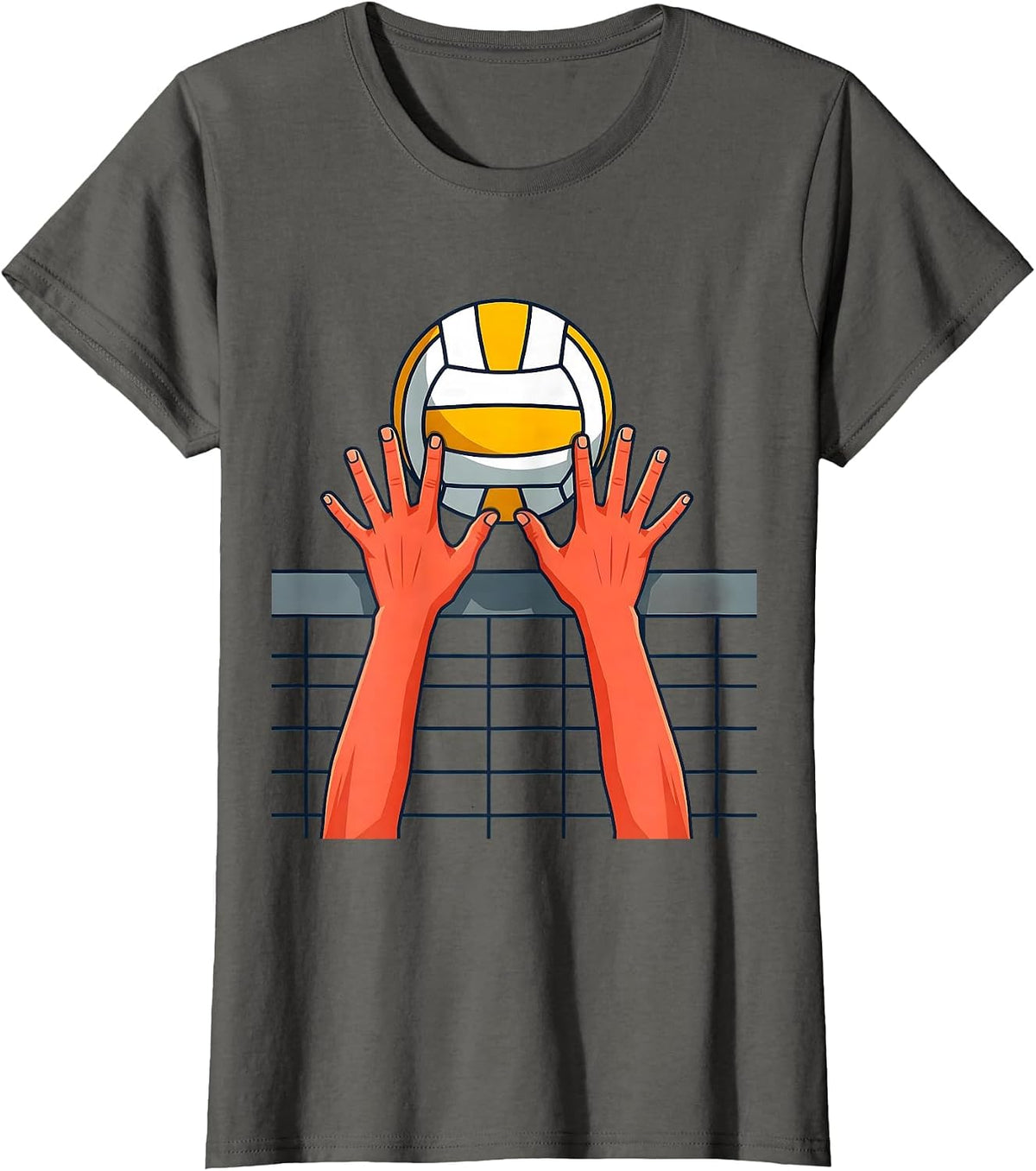 Women's Volleyball Block at the Net Graphic T-Shirt - Asphalt Grey