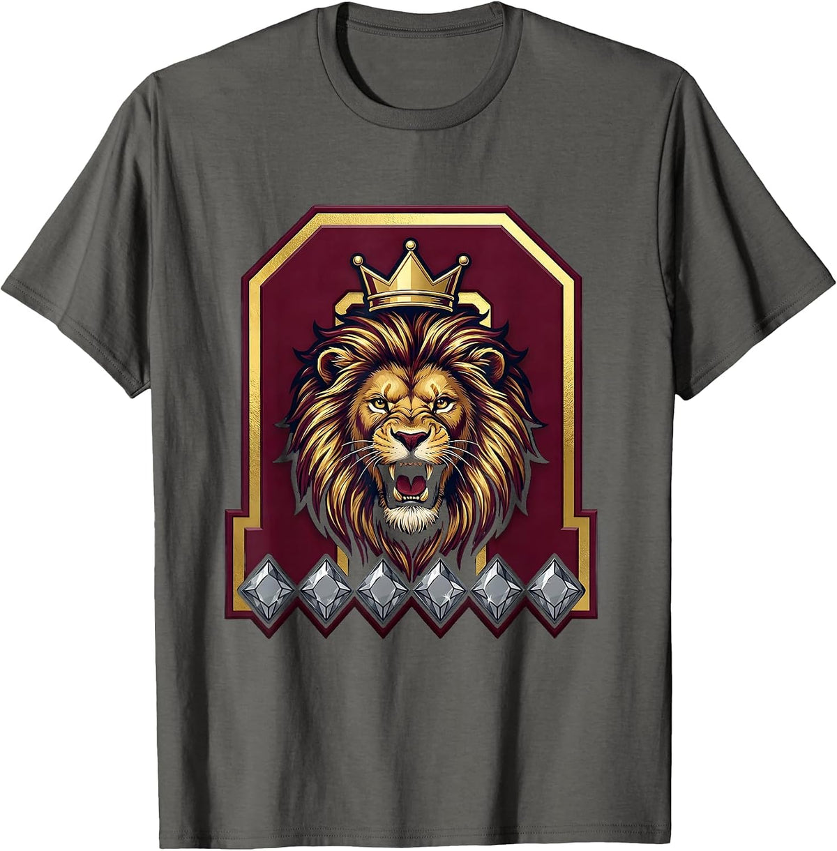 21st Birthday Roaring Lion Birthday Crown T-Shirt - Asphalt Grey