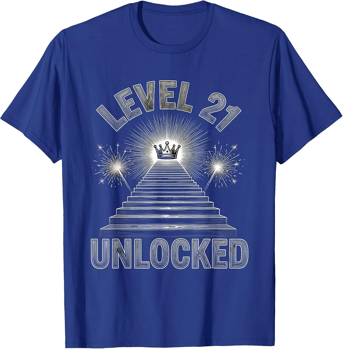 Men's Level 21 Unlocked Funny Age Number Kids Birthday Humor T-Shirt - Royal Blue