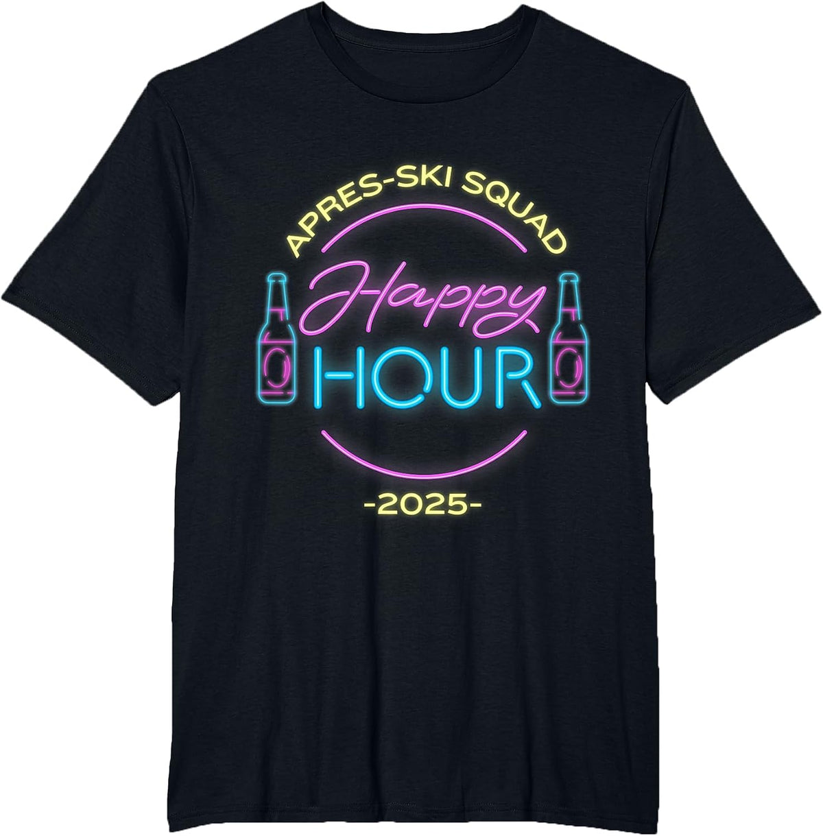 2025 Apres-Ski Squad 80's 90's Retro Happy Hour Skiing Funny T-Shirt - Black