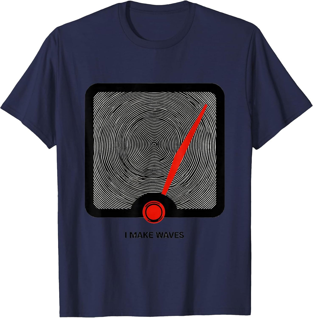 Men's I Make Waves Op Art Moiré Ham Radio Operator Hobby Humor T-Shirt - Navy Blue
