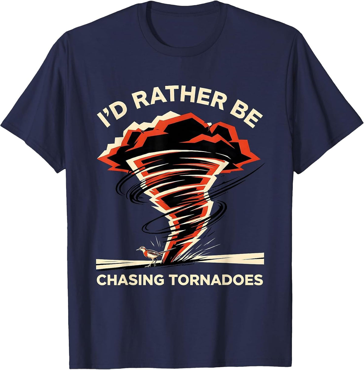 I'd Rather Be Chasing Tornadoes Futurist Dynamism Storm T-Shirt - Navy Blue