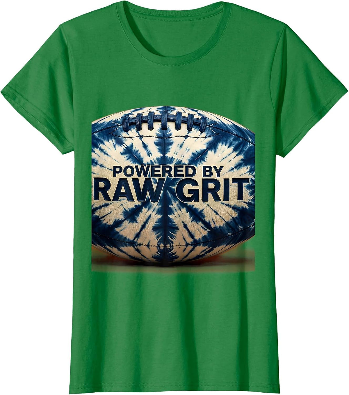Powered by Raw Grit Rugby Graphic Design T-Shirt - Kelly Green