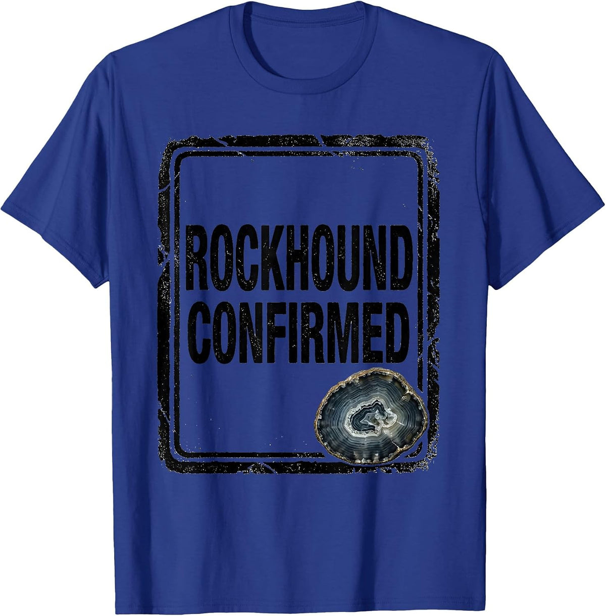 Men's Rockhound Confirmed Rubber Stamp Rock Collector Geology T-Shirt - Royal Blue