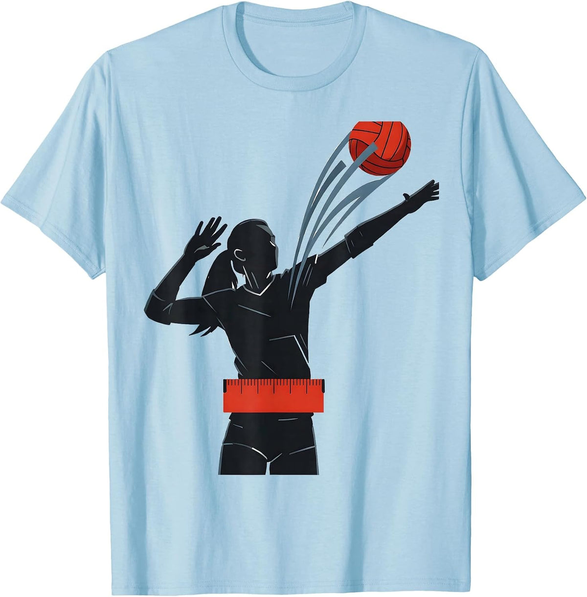 Men's Volleyball Server Burst Editorial Conceptual Teen Athlete T-Shirt - Baby Blue
