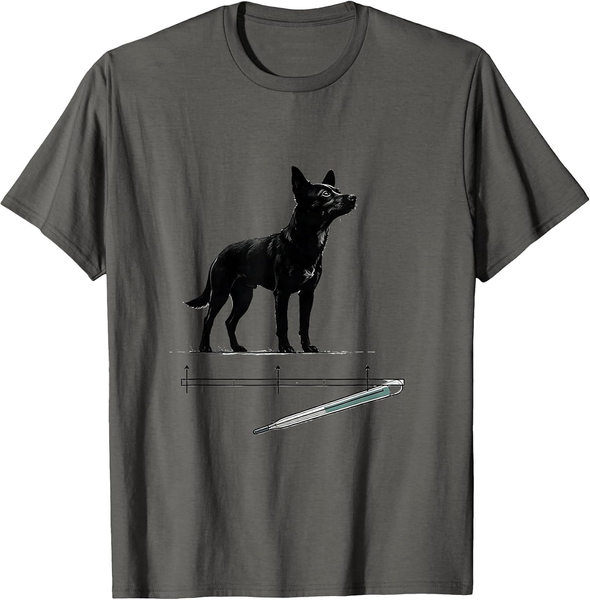 Men's Dog Contour Vet Tech Appreciation Minimalist T-Shirt - Asphalt Grey