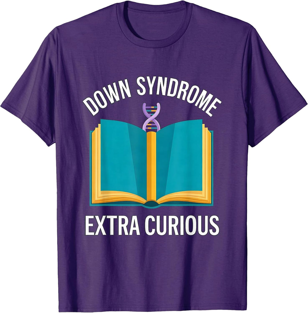 Men's Down Syndrome Extra Curious Family Support Awareness Gift T-Shirt - Purple