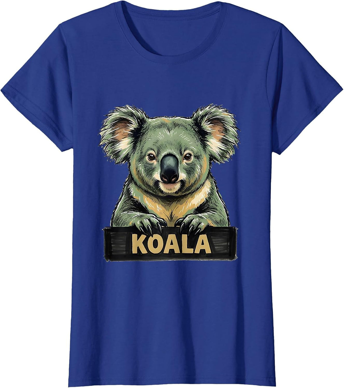 Women's Koala Minimalist Badge Patch Line Art Icon Outline Gift T-Shirt - Royal Blue