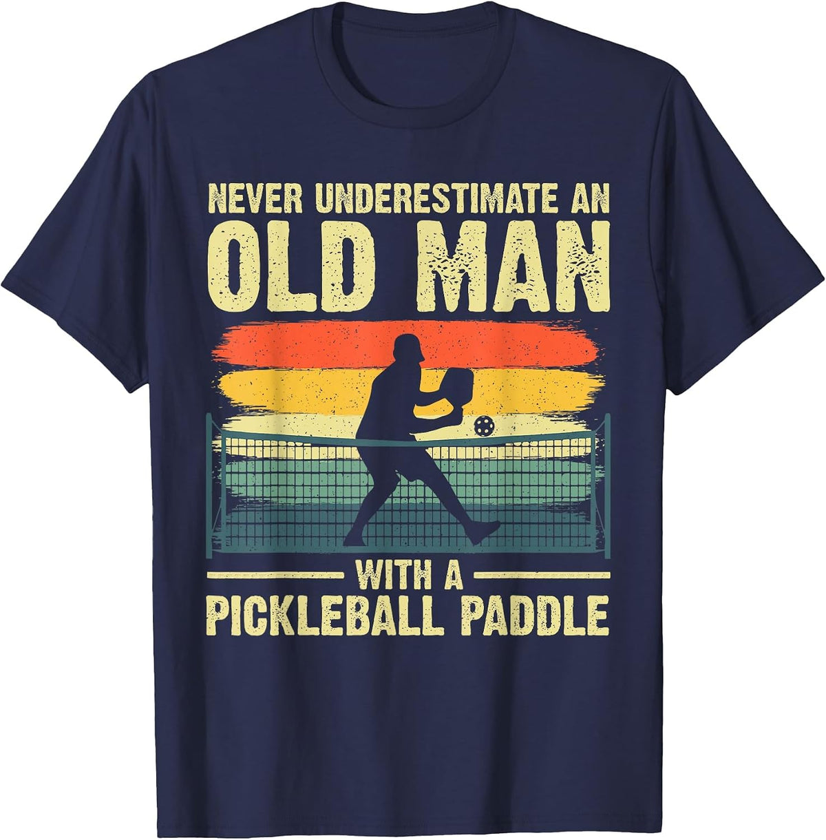 Cool Pickleball Design for Men Grandpa Pickleball Player T-Shirt - Navy Blue