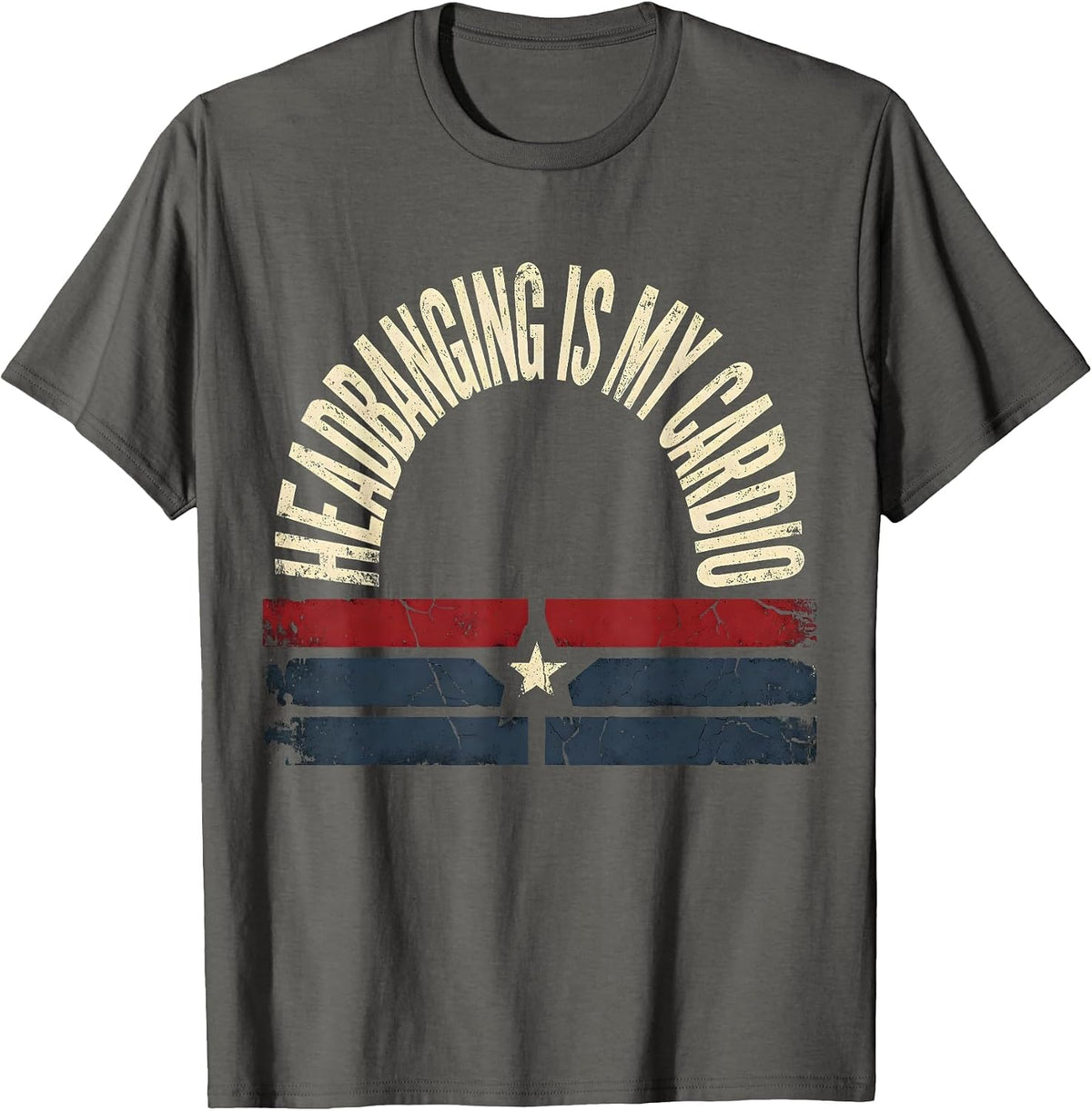 Headbanging Is My Cardio Rock Music Design T-Shirt - Asphalt Grey