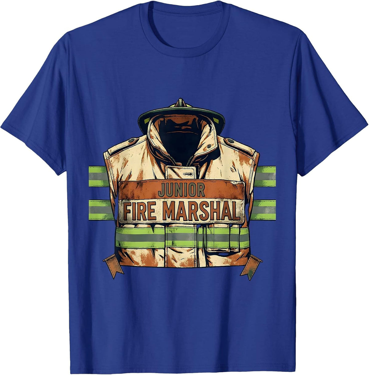 Junior Fire Marshal Vintage Firefighter Badge Humor T-Shirt - Royal Blue