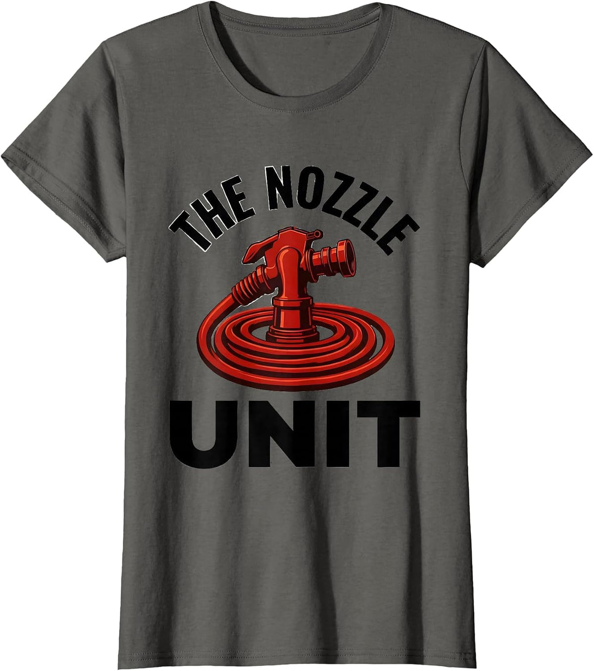 Women's THE NOZZLE UNIT Funny Firefighter Tribute Gift Kids T-Shirt - Asphalt Grey