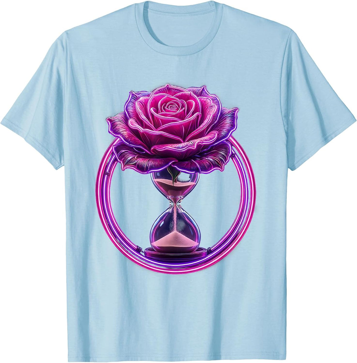 Men's 21st Birthday Blooming Rose Hourglass Design T-Shirt - Baby Blue