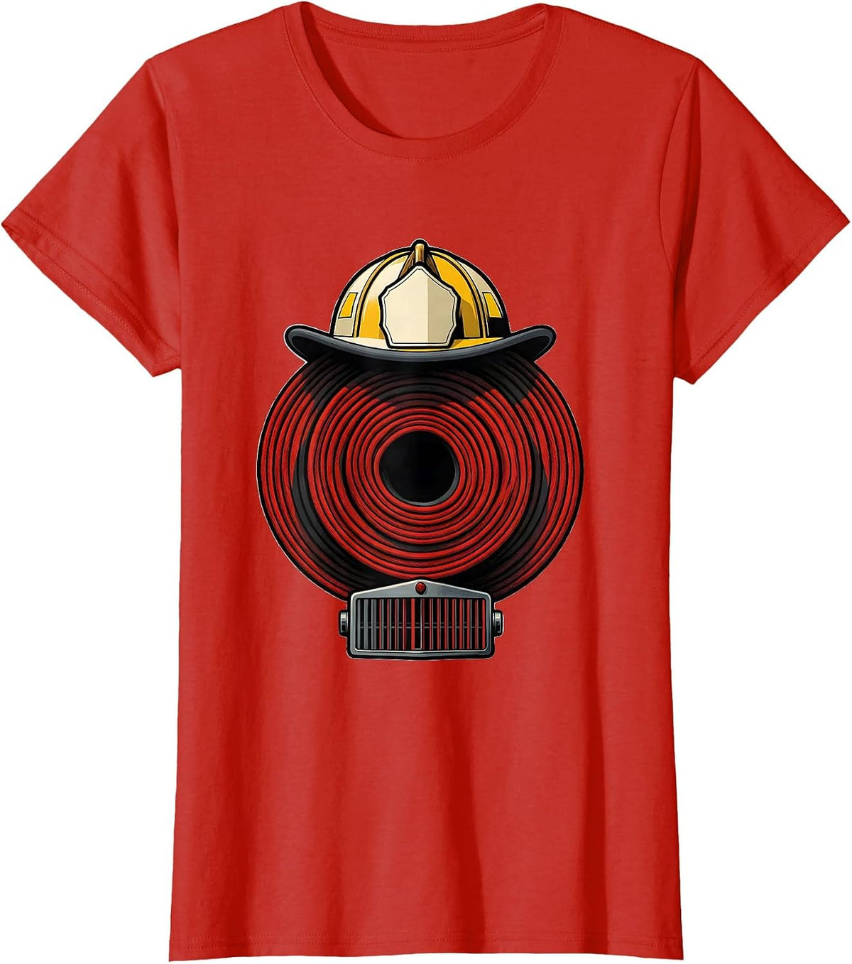 Women's Nested Hose Birthday Fire Truck Kids Firefighter Toddler T-Shirt - Red